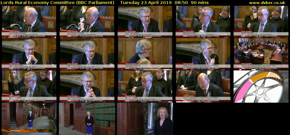 Lords Rural Economy Committee (BBC Parliament) Tuesday 23 April 2019 08:50 - 10:20
