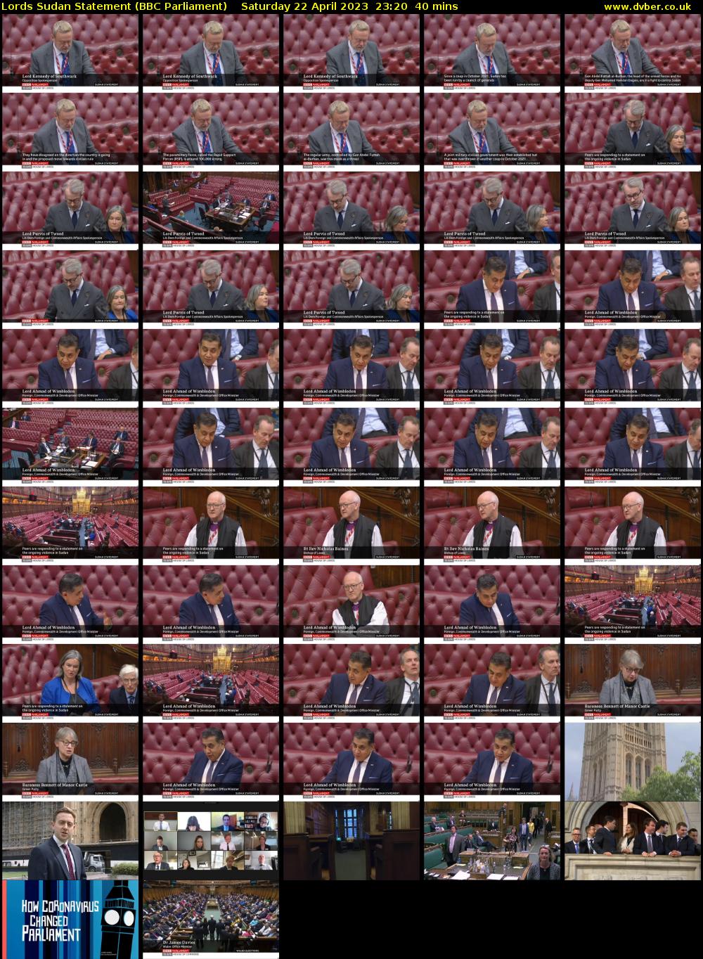 Lords Sudan Statement (BBC Parliament) Saturday 22 April 2023 23:20 - 00:00