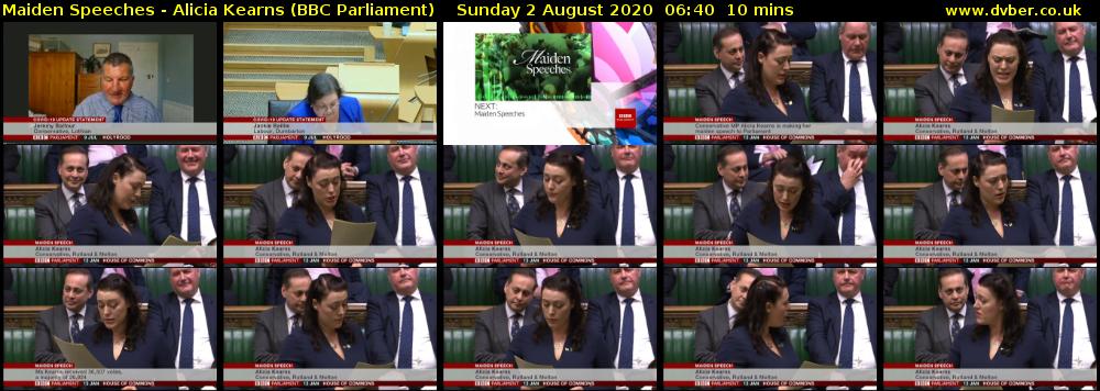 Maiden Speeches - Alicia Kearns (BBC Parliament) Sunday 2 August 2020 06:40 - 06:50