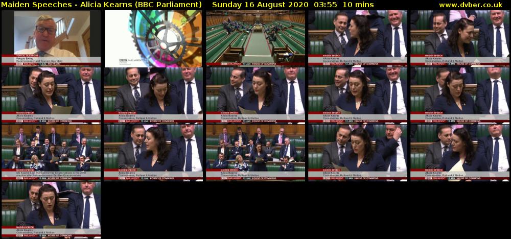 Maiden Speeches - Alicia Kearns (BBC Parliament) Sunday 16 August 2020 03:55 - 04:05
