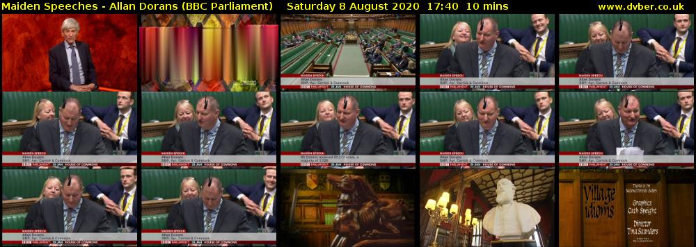 Maiden Speeches - Allan Dorans (BBC Parliament) Saturday 8 August 2020 17:40 - 17:50