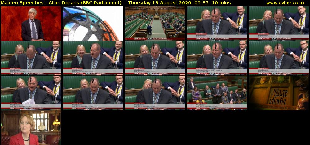 Maiden Speeches - Allan Dorans (BBC Parliament) Thursday 13 August 2020 09:35 - 09:45