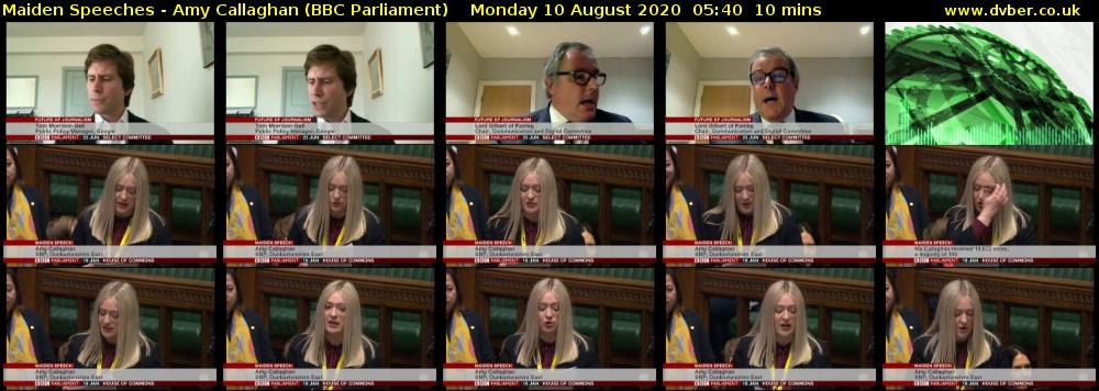 Maiden Speeches - Amy Callaghan (BBC Parliament) Monday 10 August 2020 05:40 - 05:50
