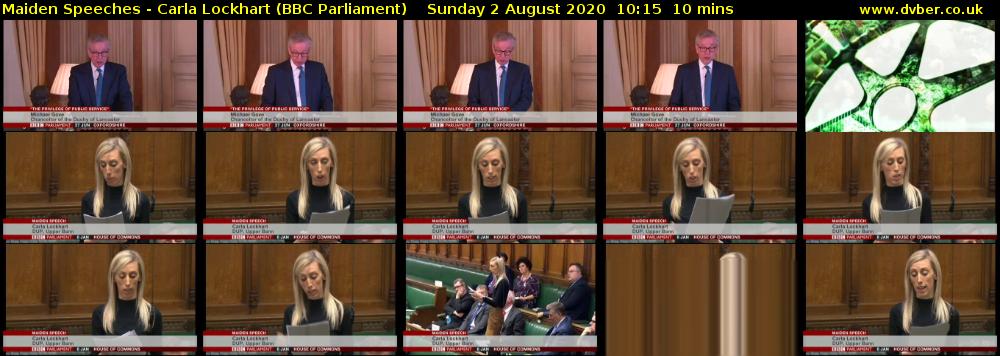 Maiden Speeches - Carla Lockhart (BBC Parliament) Sunday 2 August 2020 10:15 - 10:25