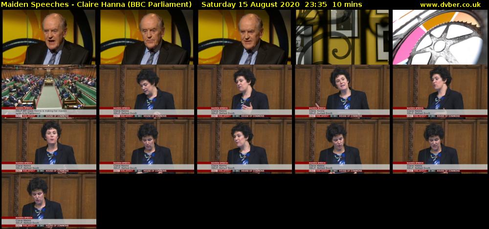 Maiden Speeches - Claire Hanna (BBC Parliament) Saturday 15 August 2020 23:35 - 23:45