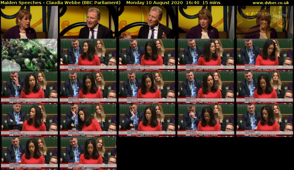 Maiden Speeches - Claudia Webbe (BBC Parliament) Monday 10 August 2020 16:40 - 16:55
