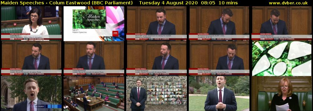 Maiden Speeches - Colum Eastwood (BBC Parliament) Tuesday 4 August 2020 08:05 - 08:15