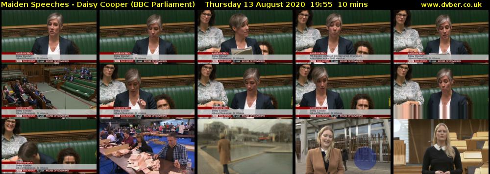 Maiden Speeches - Daisy Cooper (BBC Parliament) Thursday 13 August 2020 19:55 - 20:05