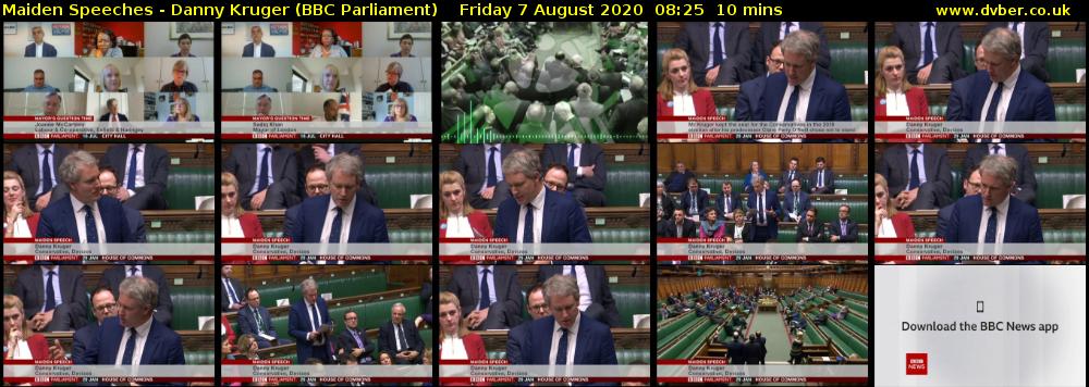Maiden Speeches - Danny Kruger (BBC Parliament) Friday 7 August 2020 08:25 - 08:35