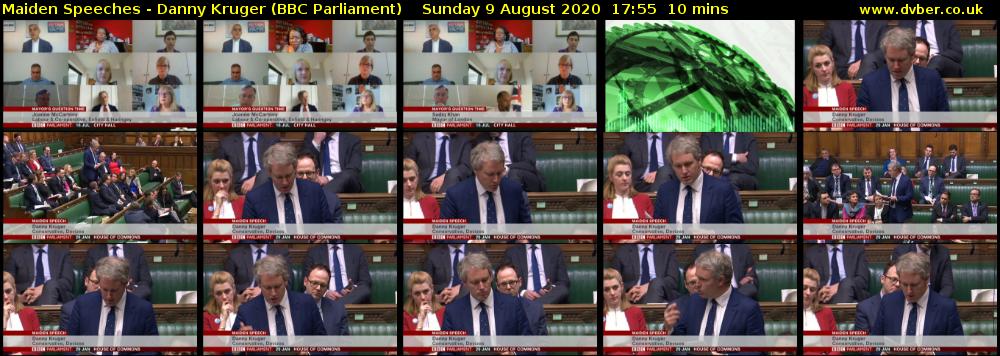 Maiden Speeches - Danny Kruger (BBC Parliament) Sunday 9 August 2020 17:55 - 18:05