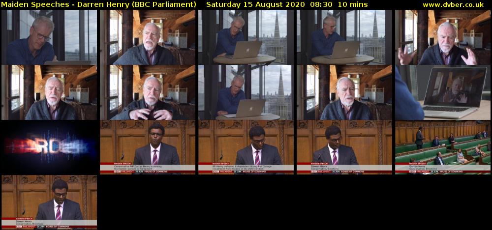Maiden Speeches - Darren Henry (BBC Parliament) Saturday 15 August 2020 08:30 - 08:40