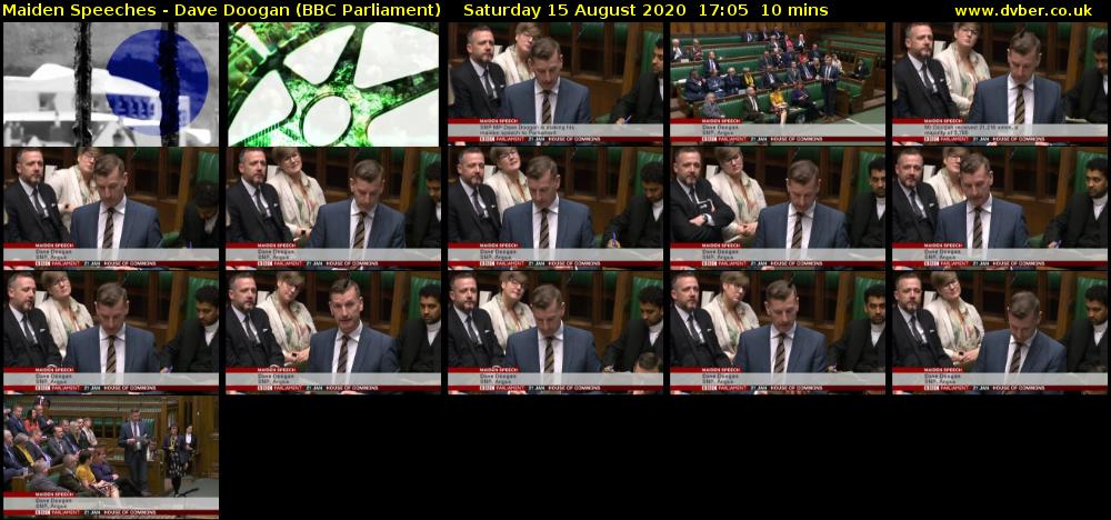 Maiden Speeches - Dave Doogan (BBC Parliament) Saturday 15 August 2020 17:05 - 17:15