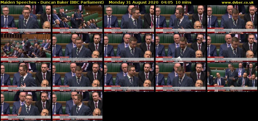 Maiden Speeches - Duncan Baker (BBC Parliament) Monday 31 August 2020 04:05 - 04:15