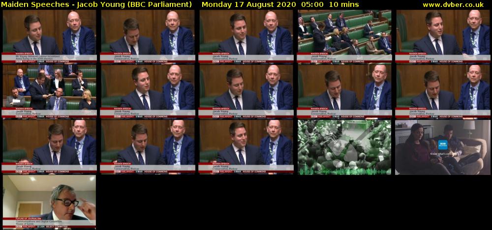 Maiden Speeches - Jacob Young (BBC Parliament) Monday 17 August 2020 05:00 - 05:10