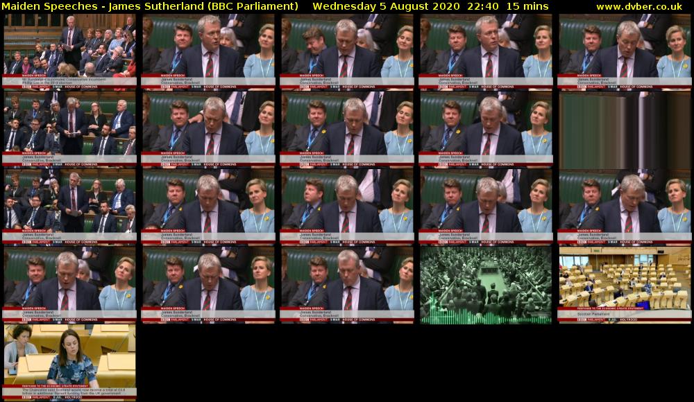 Maiden Speeches - James Sutherland (BBC Parliament) Wednesday 5 August 2020 22:40 - 22:55