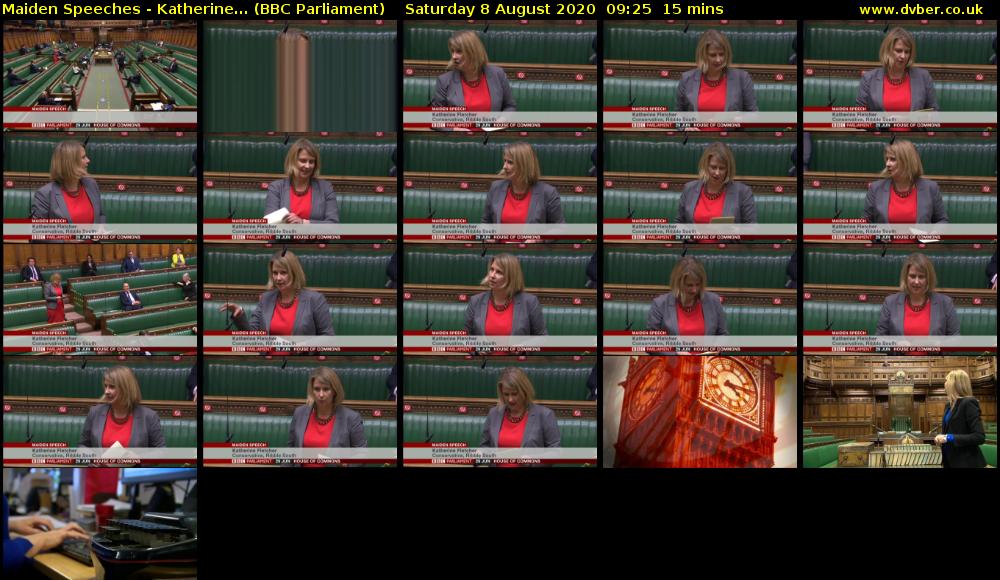 Maiden Speeches - Katherine... (BBC Parliament) Saturday 8 August 2020 09:25 - 09:40