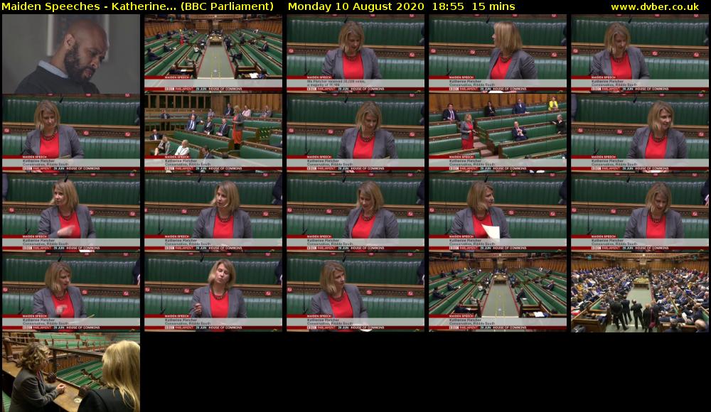 Maiden Speeches - Katherine... (BBC Parliament) Monday 10 August 2020 18:55 - 19:10