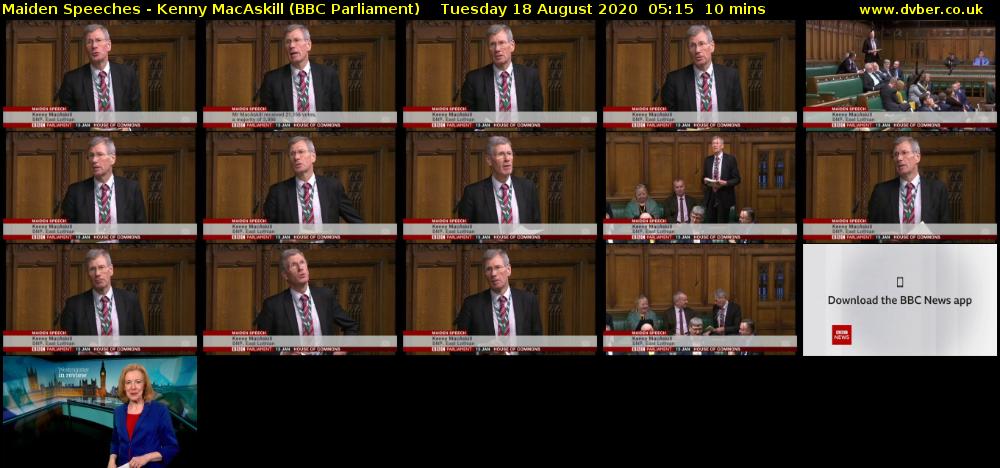 Maiden Speeches - Kenny MacAskill (BBC Parliament) Tuesday 18 August 2020 05:15 - 05:25