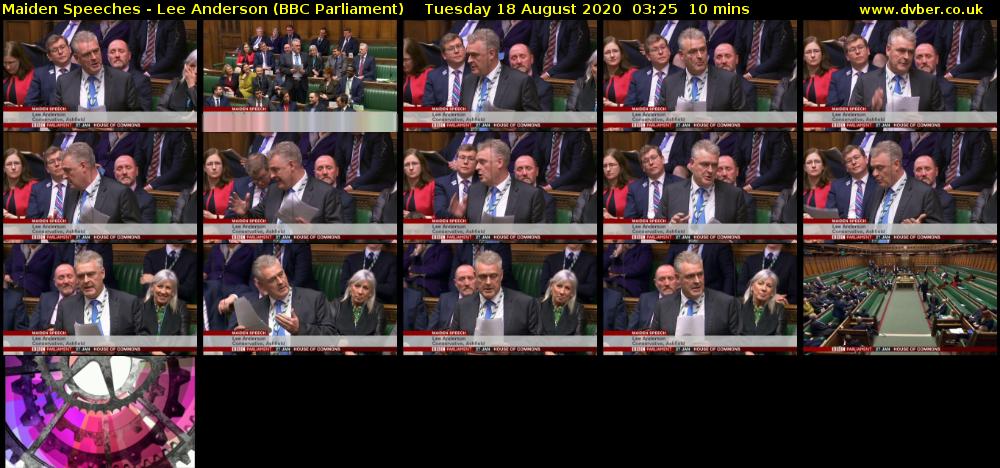 Maiden Speeches - Lee Anderson (BBC Parliament) Tuesday 18 August 2020 03:25 - 03:35