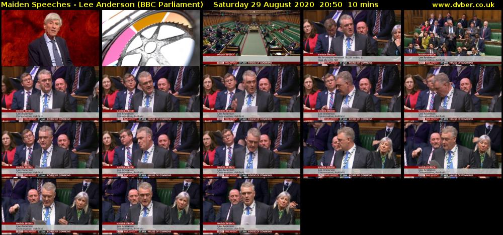 Maiden Speeches - Lee Anderson (BBC Parliament) Saturday 29 August 2020 20:50 - 21:00