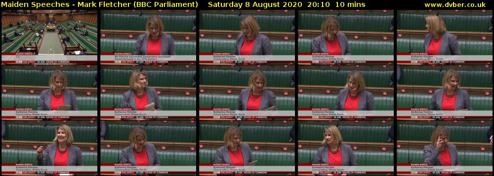 Maiden Speeches - Mark Fletcher (BBC Parliament) Saturday 8 August 2020 20:10 - 20:20