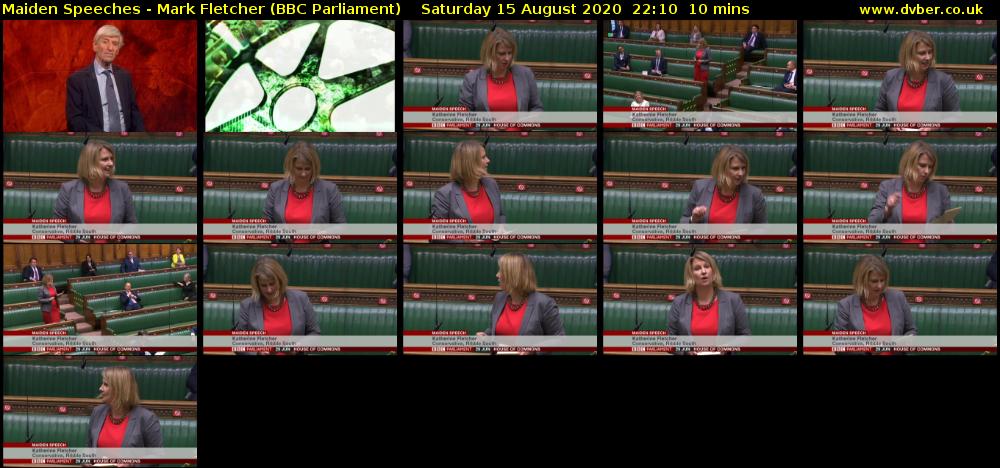 Maiden Speeches - Mark Fletcher (BBC Parliament) Saturday 15 August 2020 22:10 - 22:20