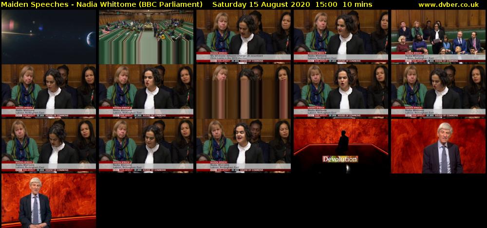 Maiden Speeches - Nadia Whittome (BBC Parliament) Saturday 15 August 2020 15:00 - 15:10