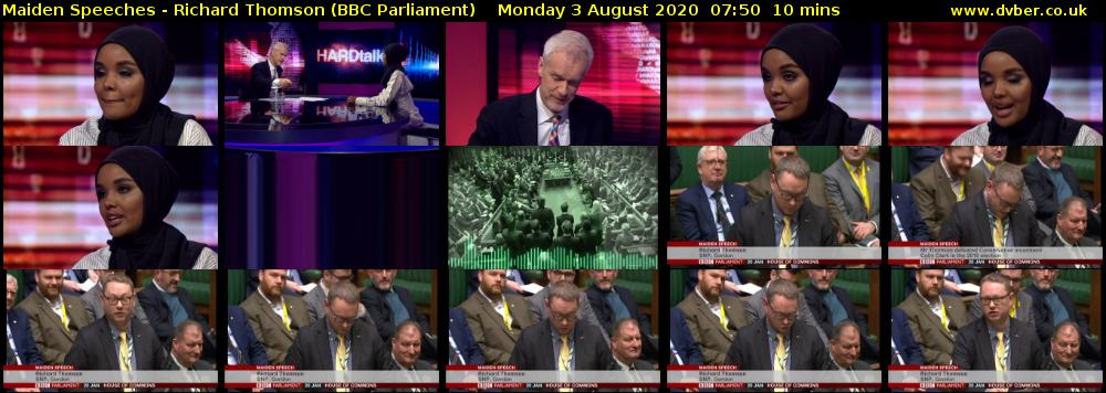 Maiden Speeches - Richard Thomson (BBC Parliament) Monday 3 August 2020 07:50 - 08:00