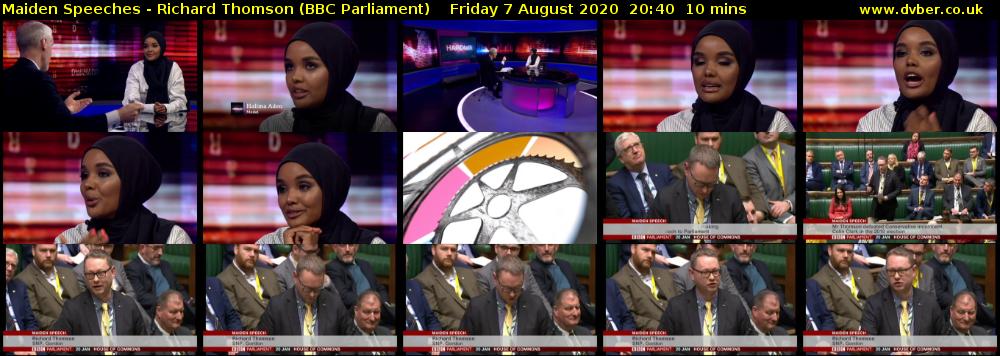 Maiden Speeches - Richard Thomson (BBC Parliament) Friday 7 August 2020 20:40 - 20:50