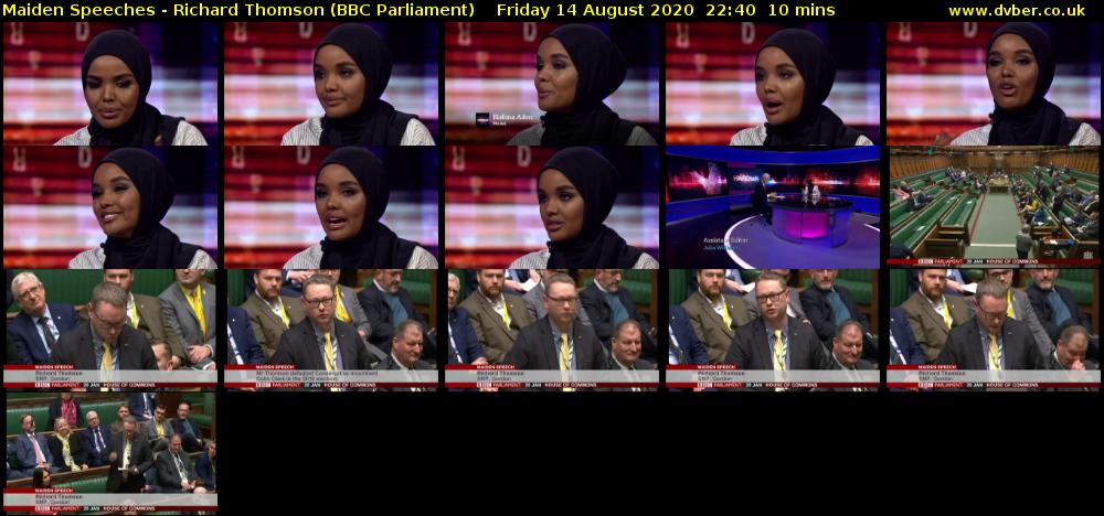 Maiden Speeches - Richard Thomson (BBC Parliament) Friday 14 August 2020 22:40 - 22:50