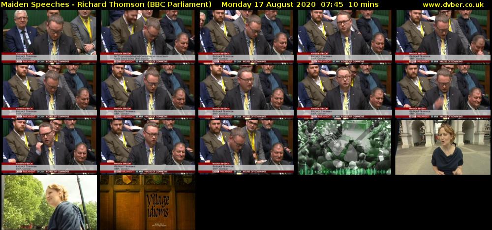 Maiden Speeches - Richard Thomson (BBC Parliament) Monday 17 August 2020 07:45 - 07:55