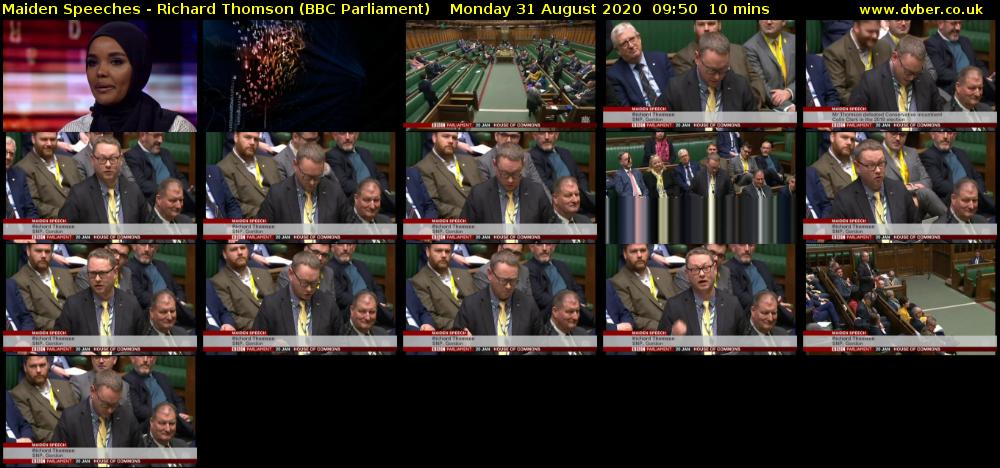 Maiden Speeches - Richard Thomson (BBC Parliament) Monday 31 August 2020 09:50 - 10:00