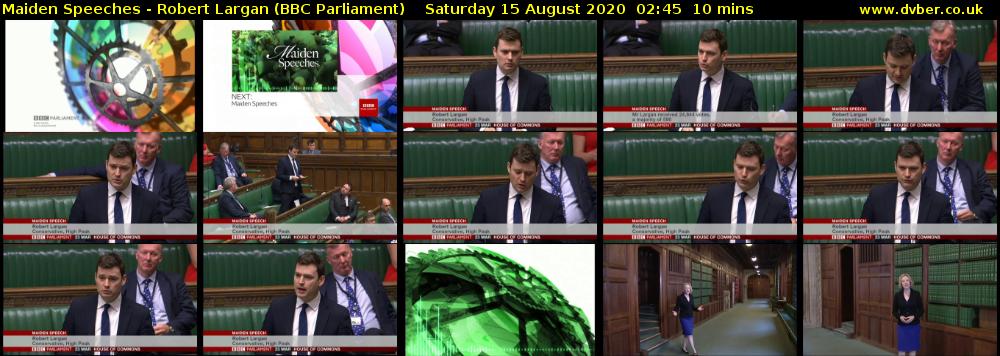 Maiden Speeches - Robert Largan (BBC Parliament) Saturday 15 August 2020 02:45 - 02:55