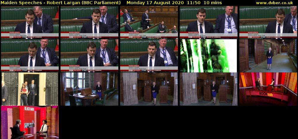 Maiden Speeches - Robert Largan (BBC Parliament) Monday 17 August 2020 11:50 - 12:00