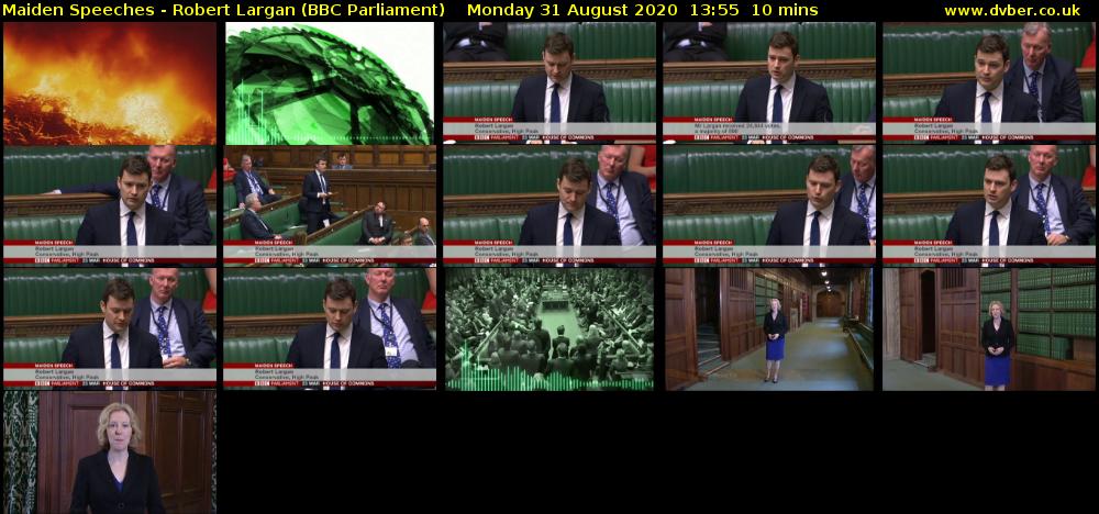 Maiden Speeches - Robert Largan (BBC Parliament) Monday 31 August 2020 13:55 - 14:05