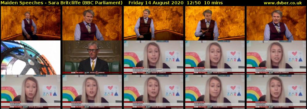 Maiden Speeches - Sara Britcliffe (BBC Parliament) Friday 14 August 2020 12:50 - 13:00