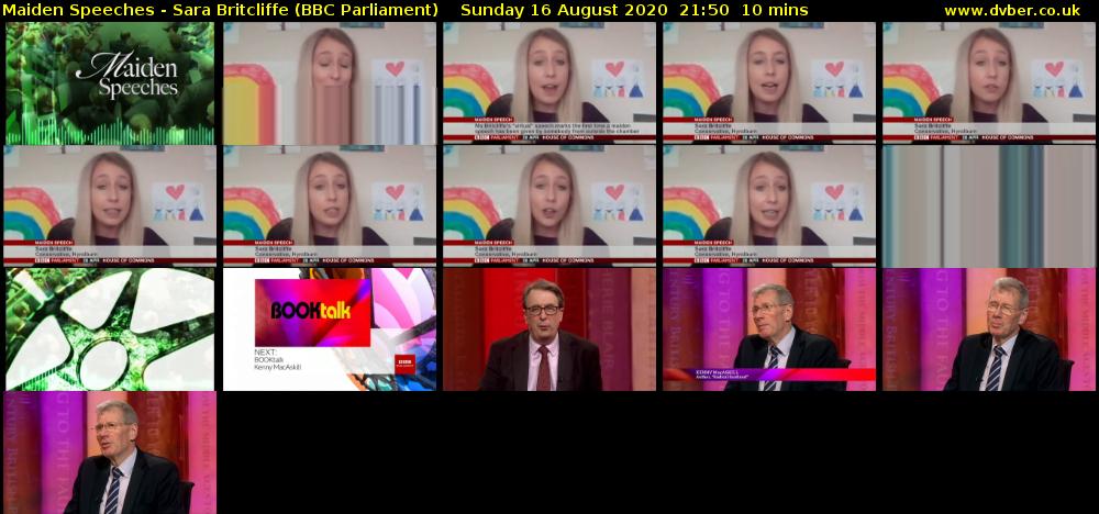 Maiden Speeches - Sara Britcliffe (BBC Parliament) Sunday 16 August 2020 21:50 - 22:00