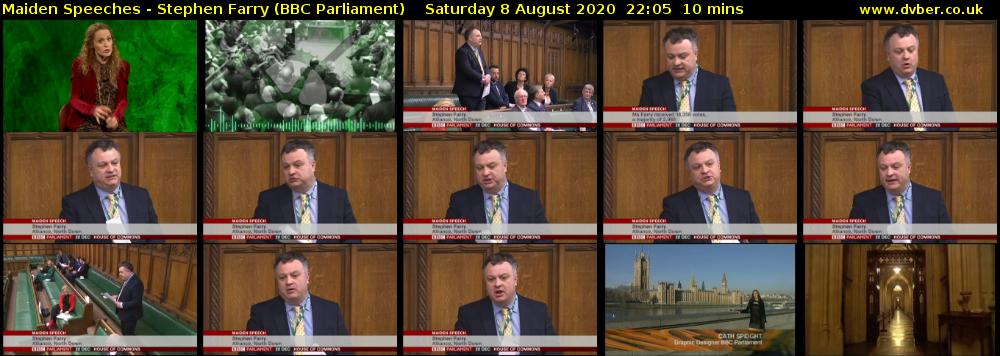 Maiden Speeches - Stephen Farry (BBC Parliament) Saturday 8 August 2020 22:05 - 22:15