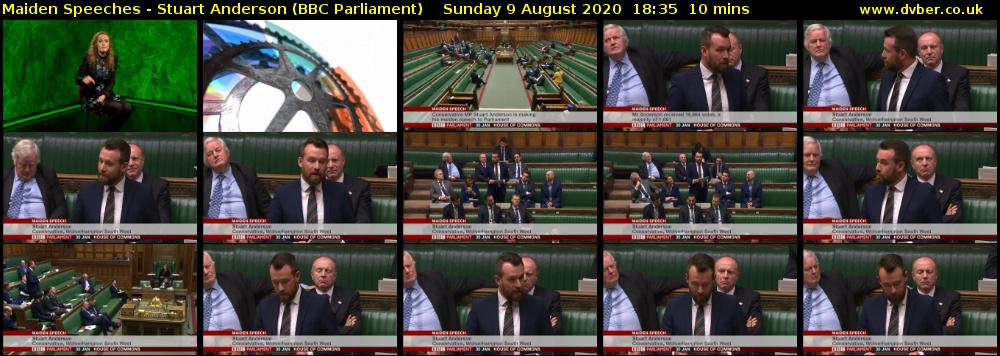 Maiden Speeches - Stuart Anderson (BBC Parliament) Sunday 9 August 2020 18:35 - 18:45