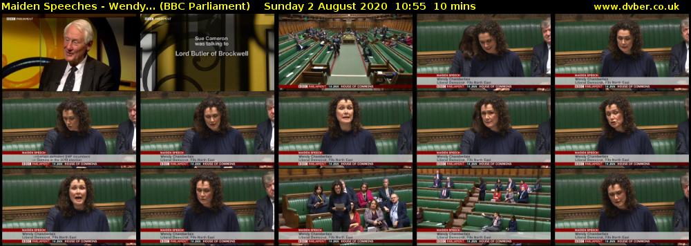 Maiden Speeches - Wendy... (BBC Parliament) Sunday 2 August 2020 10:55 - 11:05