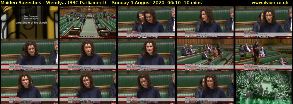 Maiden Speeches - Wendy... (BBC Parliament) Sunday 9 August 2020 06:10 - 06:20