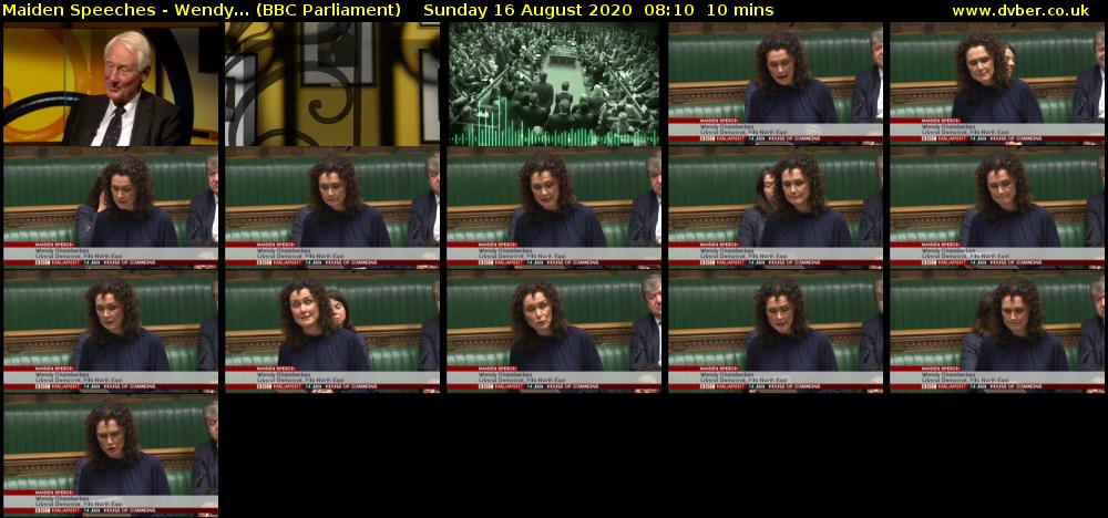 Maiden Speeches - Wendy... (BBC Parliament) Sunday 16 August 2020 08:10 - 08:20