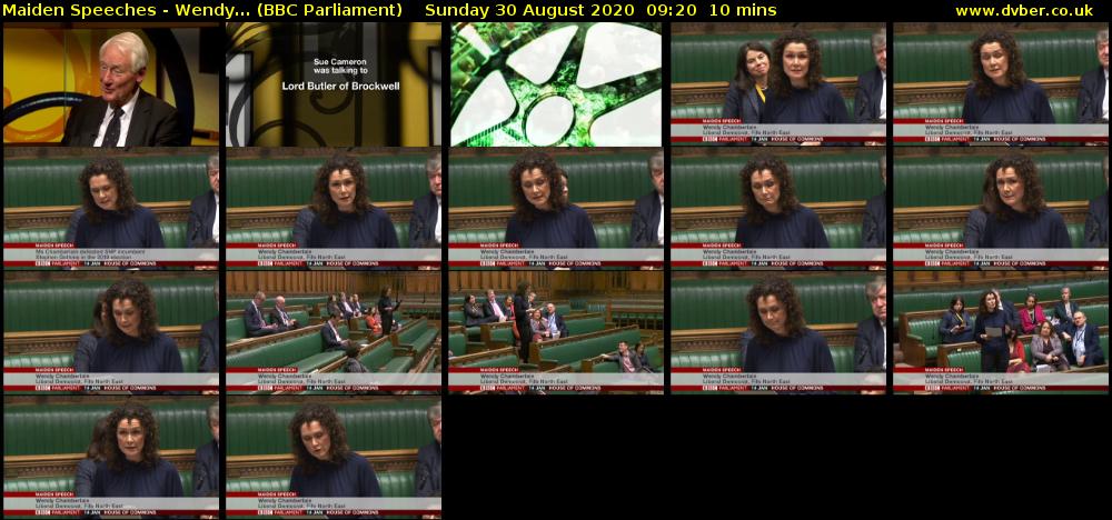 Maiden Speeches - Wendy... (BBC Parliament) Sunday 30 August 2020 09:20 - 09:30