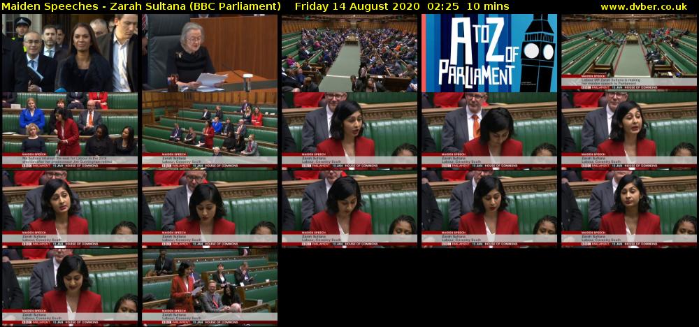 Maiden Speeches - Zarah Sultana (BBC Parliament) Friday 14 August 2020 02:25 - 02:35