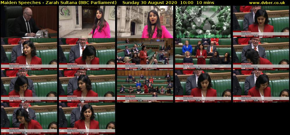 Maiden Speeches - Zarah Sultana (BBC Parliament) Sunday 30 August 2020 10:00 - 10:10