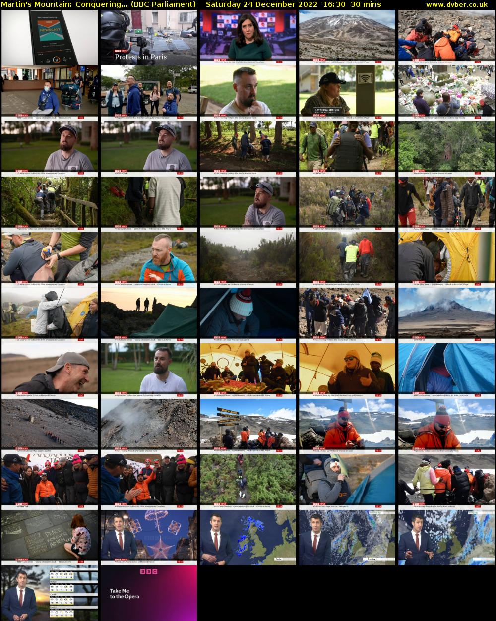 Martin's Mountain: Conquering... (BBC Parliament) Saturday 24 December 2022 16:30 - 17:00