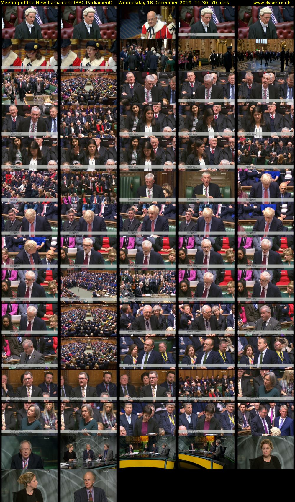 Meeting of the New Parliament (BBC Parliament) Wednesday 18 December 2019 11:30 - 12:40