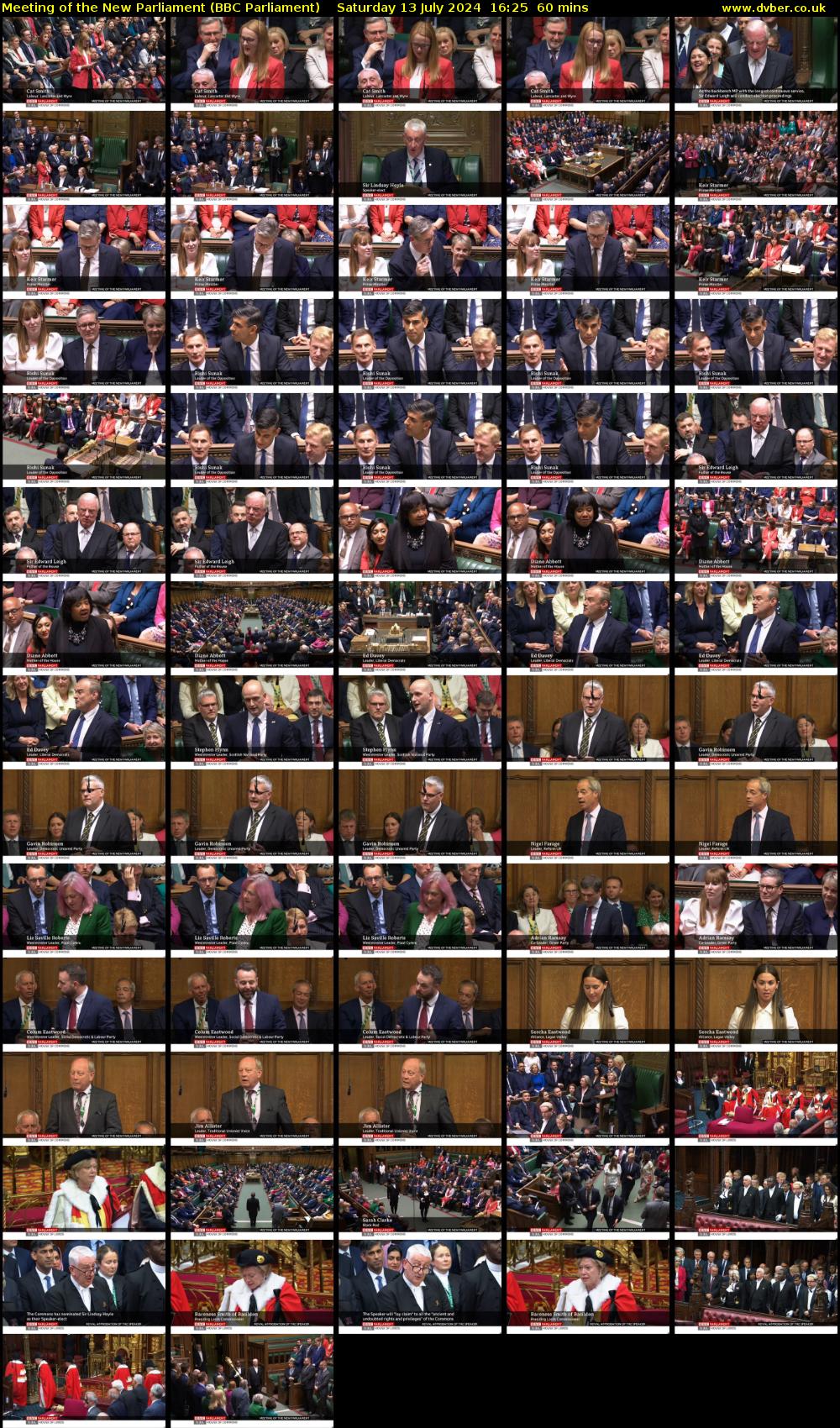 Meeting of the New Parliament (BBC Parliament) Saturday 13 July 2024 16:25 - 17:25