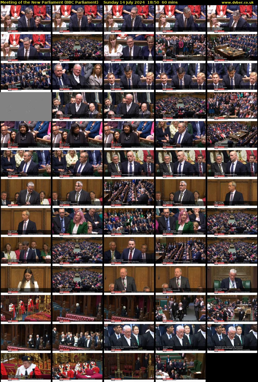 Meeting of the New Parliament (BBC Parliament) Sunday 14 July 2024 18:50 - 19:50