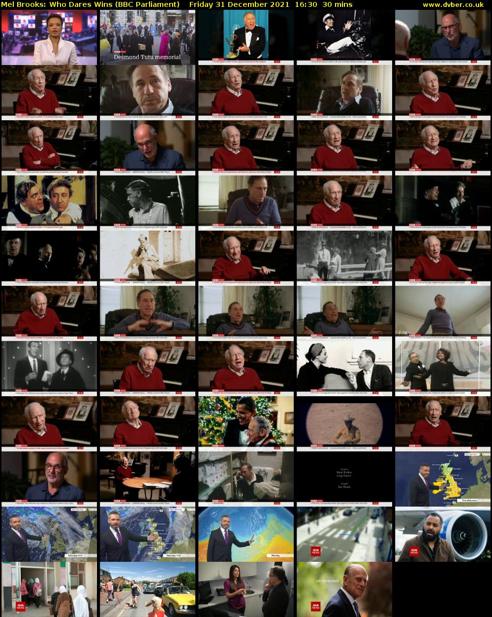 Mel Brooks: Who Dares Wins (BBC Parliament) Friday 31 December 2021 16:30 - 17:00